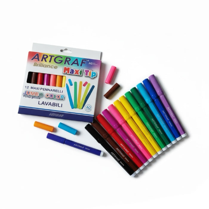 Artgraf - Pennarelli - Maxi Jumbo Color Con Punta Grossa - Lavabili