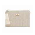 Baci & Abbracci - Borsa da Polso - Pochette Donna Intrecciata Beige con Nappa | Clutch Elegante con Zip e Dettagli Oro