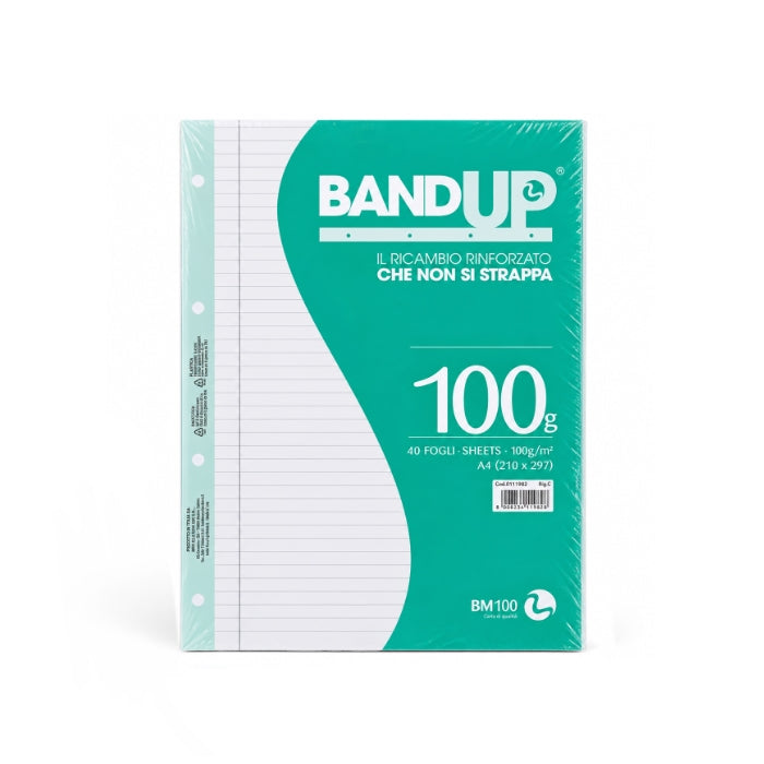 Band Up - Ricambi Rinforzati Raccoglitore - 40 Fogli A4 | 100 g/m² con Fori