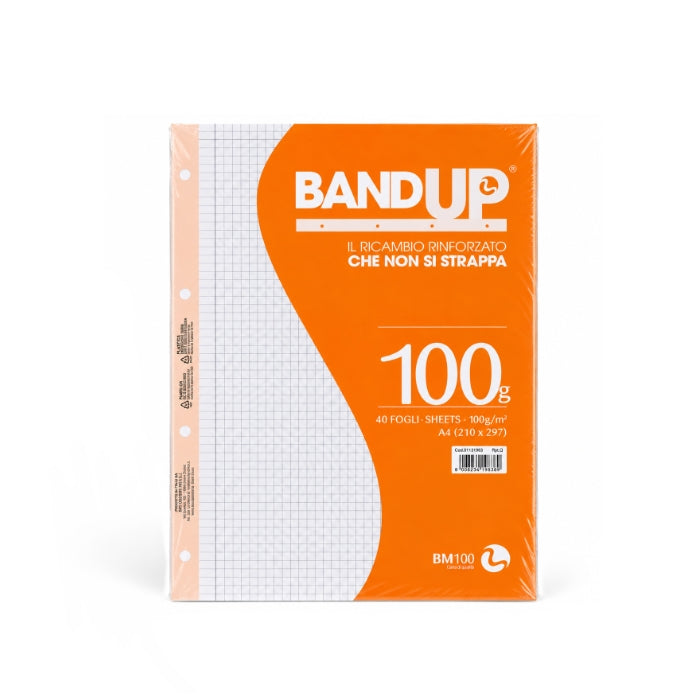 Band Up - Ricambi Rinforzati Raccoglitore - 40 Fogli A4 | 100 g/m² con Fori