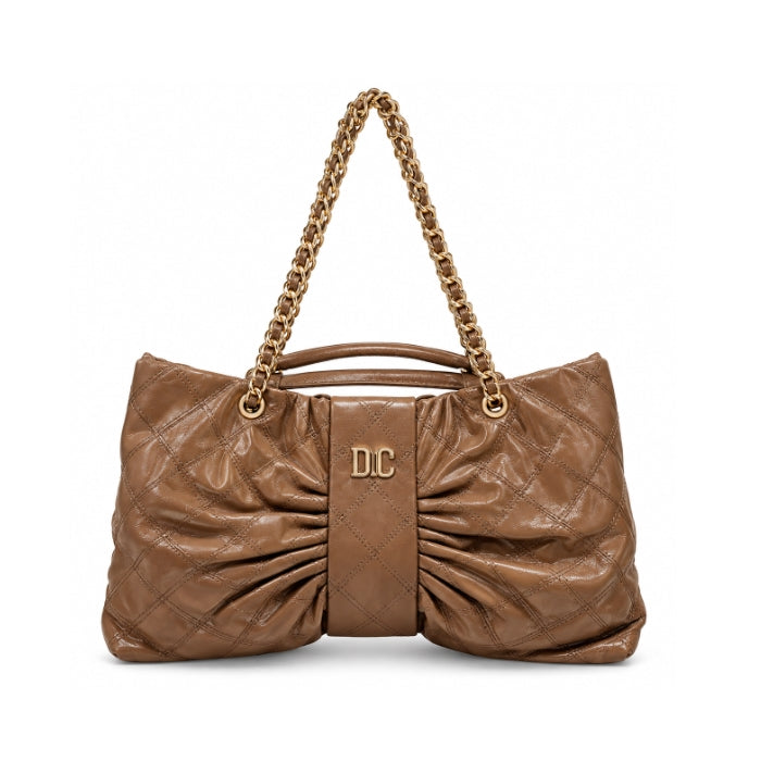 Cartoleria 4+1 - Borsa Donna Trapuntata Elegante | Cuoio con Catena Dorata