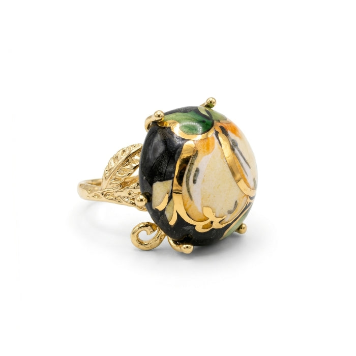 Cartoleria 4+1 - Bijoux - Anello Artigianale Decorazione Limoni - Regolabile | Ceramica e Ottone