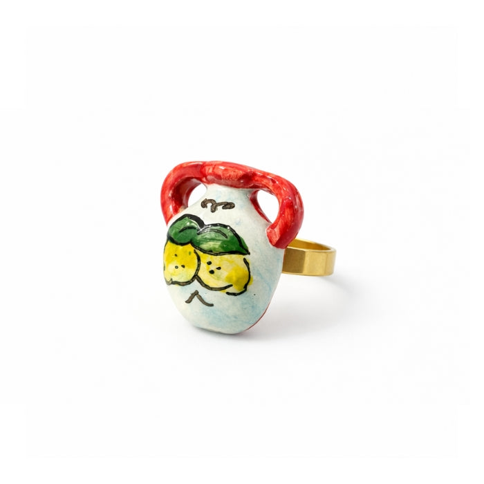 Cartoleria 4+1 - Bijoux - Anello Artigianale in Ceramica Regolabile | Design Anfora & Limoni - Handmade