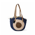 Cartoleria 4+1 - Borsa A Spalla - Paglia Intrecciata con Motivo Circolare | Stile Estivo Casual Chic