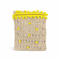 Cartoleria 4+1 - Borsa A Tracolla - Crochet Beige con Pompon Gialli | Estiva Donna