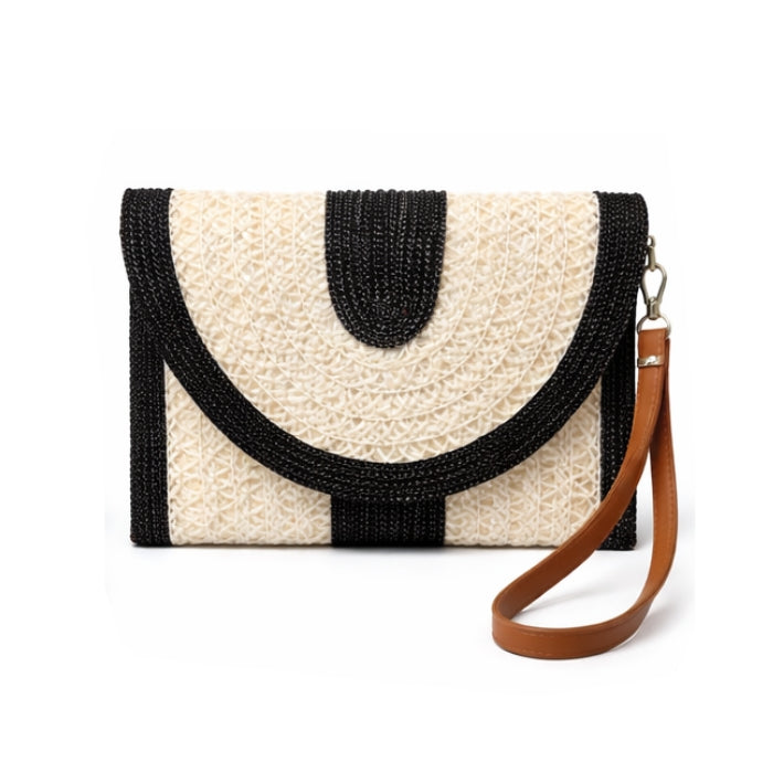 Cartoleria 4+1 - Borsa da Polso - Pochette con Tracolla | Clutch in Raffia Elegante
