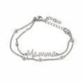 Cartoleria 4+1 - Bracciale Donna Acciaio "Mamma" | Doppia Catena con Sfere Regolabile