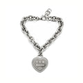 Cartoleria 4+1 - Bracciale Donna Cuore "TVB Mamma" Argento | Acciaio con Zirconi | Regalo per la Mamma