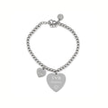 Cartoleria 4+1 - Bracciale Donna Sfere con Cuore "TVB Mamma" Argento | Acciaio Regolabile | Idea Regalo