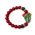 Cartoleria 4+1 - Bracciale Rosso con Fico d'India Siciliano | Elasticizzato con Perle - Ceramica Artigianale
