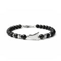 Cartoleria 4+1 - Bracciale Sicilia Unisex in Pietra Lavica Nera e Acciaio Inox | Gioiello Artigianale - Made in Italy