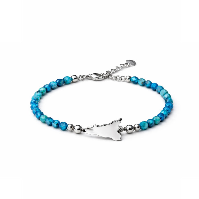 Cartoleria 4+1 - Bracciale Sicilia in Pietra Azzurra e Acciaio Inox | Gioiello Artigianale
