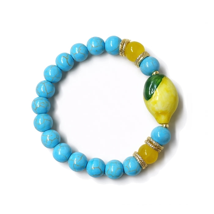 Cartoleria 4+1 - Bracciale Turchese con Limone Siciliano | Effetto Naturale - Charm Ceramica
