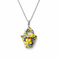 Cartoleria 4+1 - Collana Cestino Siciliano in Ceramica Decorata | Ciondolo Maiolica Artigianale con Catena Argento