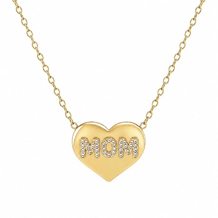 Cartoleria 4+1 - Collana Donna Cuore "MOM" - Acciaio con Zirconi | Regalo per la Mamma