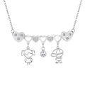 Cartoleria 4+1 - Collana Donna Cuori con Charms Bambini Argento | Acciaio con Zirconi | Idea Regalo Mamma