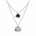 Cartoleria 4+1 - Collana Donna Doppia Elefante Argento | Acciaio con Zirconi | Porta Fortuna