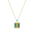 Cartoleria 4+1 - Collana Limoni di Sicilia con Perla Verde | Collana Artigianale Maiolica Siciliana