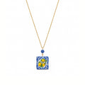 Cartoleria 4+1 - Collana Maiolica Siciliana con Limoni | Stile Mediterraneo - Blu e Oro