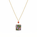 Cartoleria 4+1 - Collana Occhio di Tigre di Sicilia con Perla Rossa | Collana Artigianale Maiolica Siciliana