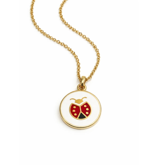Cartoleria 4+1 - Collana Portafortuna con Coccinella | Ciondolo Smaltato Dorato
