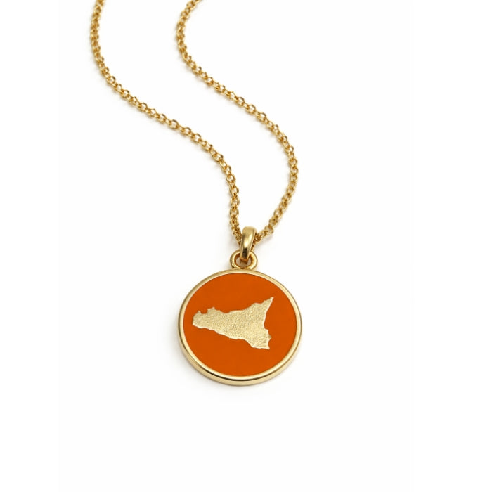 Cartoleria 4+1 - Collana Sicilia Dorata con Ciondolo Smaltato | Eleganza Mediterranea