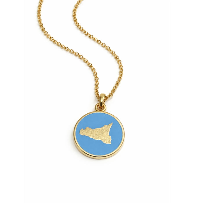 Cartoleria 4+1 - Collana Sicilia Dorata con Ciondolo Smaltato | Eleganza Mediterranea