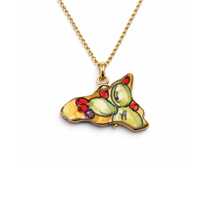 Cartoleria 4+1 - Collana Sicilia in Ceramica Decorata con Catena Oro | Ciondolo Artigianale