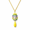 Cartoleria 4+1 - Collana Testa di Moro Donna con Limoni in Ceramica | Ciondolo Artigianale Siciliano con Catena Oro