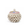 Cartoleria 4+1 - Decorazione - Barattolo Pigna Siciliana in Ceramica Bianca Decorata | Contenitore Artigianale Elegante - Made in Sicily