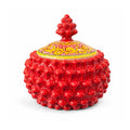 Cartoleria 4+1 - Decorazione - Barattolo Pigna Siciliana in Ceramica Decorata | Contenitore Artigianale Rosso - Made in Sicily
