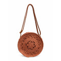 Cartoleria 4+1 - Disco Rustico - Borsa Rotonda Intrecciata con Motivo Mandala | Terracotta