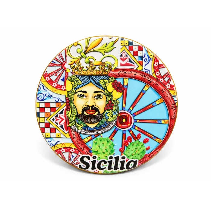 Cartoleria 4+1 - Mattonella Decorativa con Retro in Sughero - Rotonda | Stile Siciliano