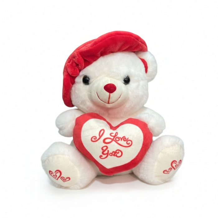 Cartoleria 4+1 - Peluche - Orsetto con Basco e Cuore "I Love You"