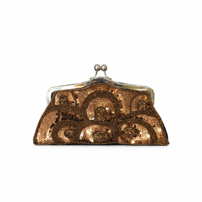 Cartoleria 4+1 - Pochette da Cerimonia - Bronzo con Paillettes e Chiusura Scatto