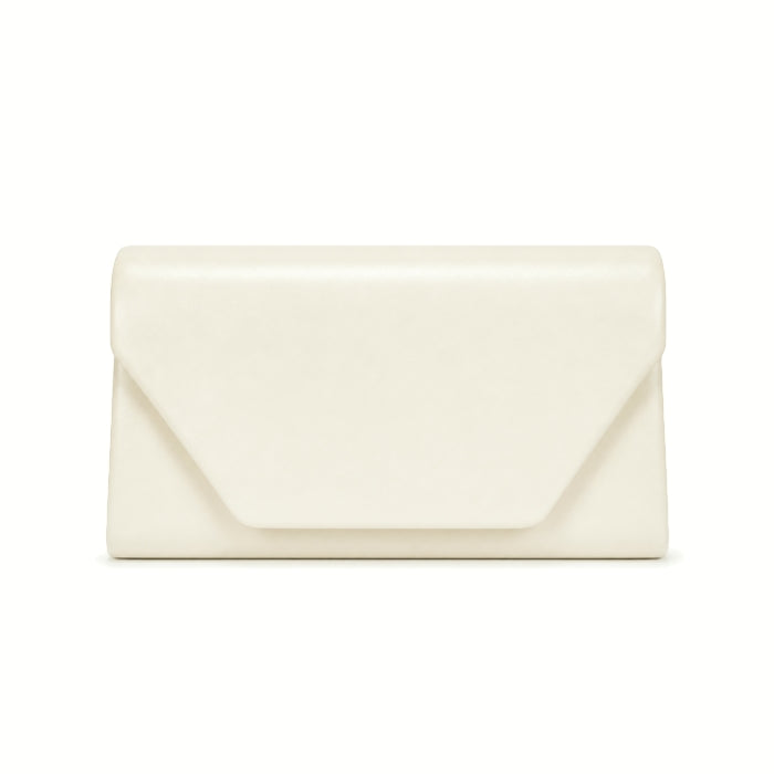 Cartoleria 4+1 - Pochette da Cerimonia - Elegante Bianca Donna con Patta | Borsa Minimal Chic da Sera