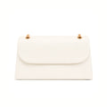 Cartoleria 4+1 - Pochette da Cerimonia - Elegante con Catena Oro Donna | Pochette Rigida Beige/Bianco con Tracolla