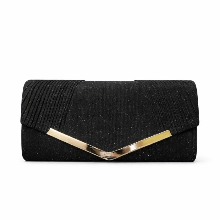 Cartoleria 4+1 - Pochette da Cerimonia - Nera Elegante con Dettaglio Metallico | Clutch da Sera