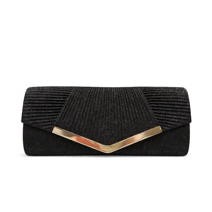 Cartoleria 4+1 - Pochette da Cerimonia - Nera con Dettaglio Oro | Clutch Elegante da Sera