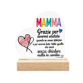 Cartoleria 4+1 - Targa Cuore “Mamma” con Dedica | Regalo Personalizzato in Plexiglass con Base in Legno