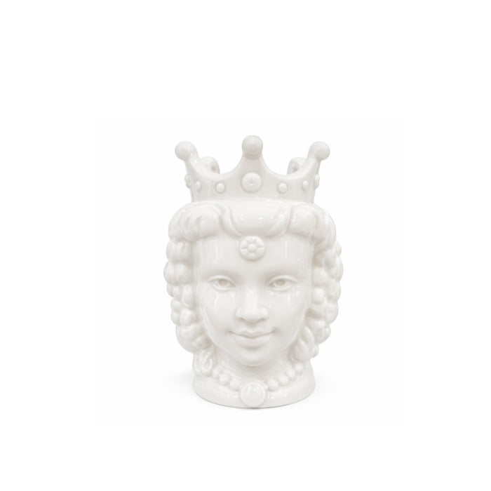Cartoleria 4+1 - Testa di Moro Doppia Faccia in Ceramica Bianca | Decorazione Siciliana Artigianale