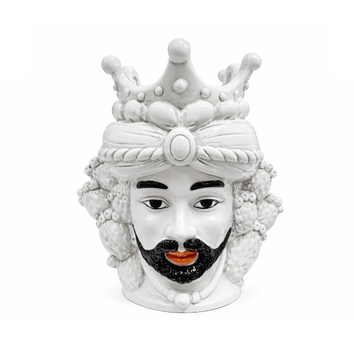 Cartoleria 4+1 - Testa di Moro Siciliana in Ceramica Bianca - 25x22.5cm | Uomo & Donna