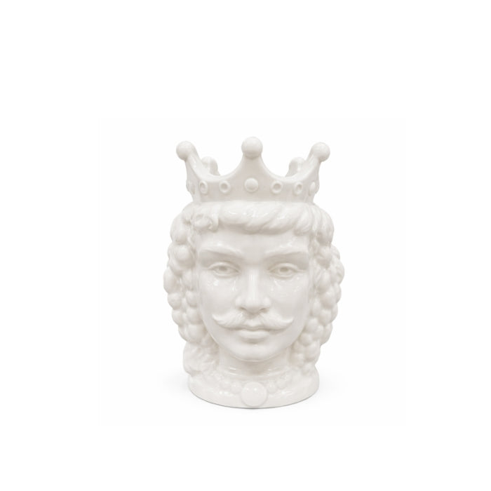Cartoleria 4+1 - Testa di Moro in Ceramica Bianca | Decorazione Siciliana Artigianale