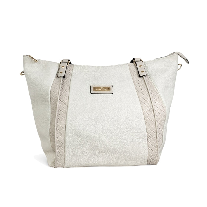 Charro - Borsa A Spalla - Martellata con Inserti Intrecciati | Panna