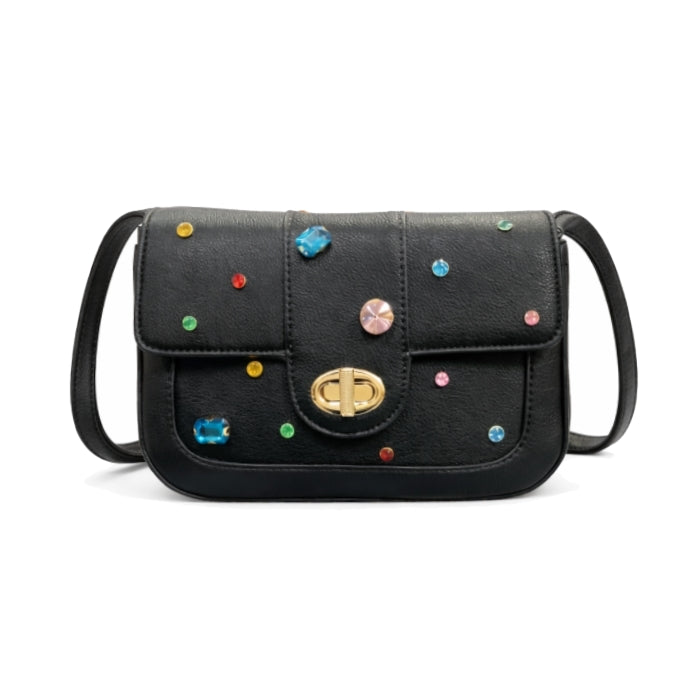 Charro - Borsa A Tracolla - Chic con Pietre Colorate | Nera