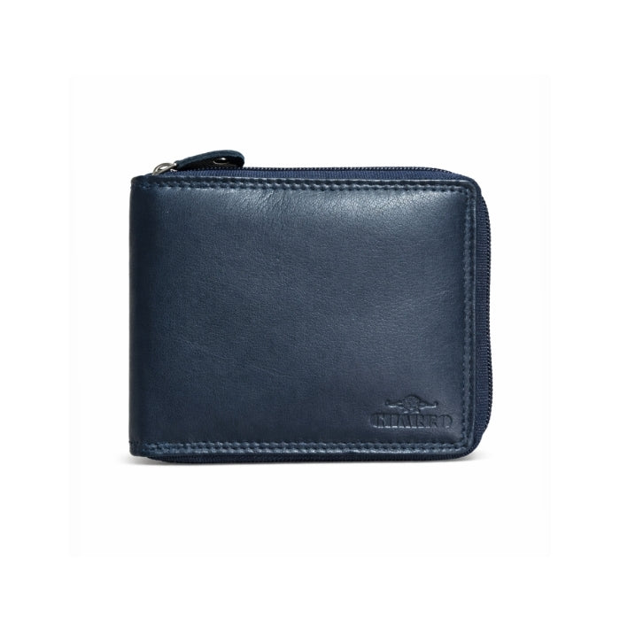 Charro - Portafoglio - Compatto con Zip in Pelle Blu