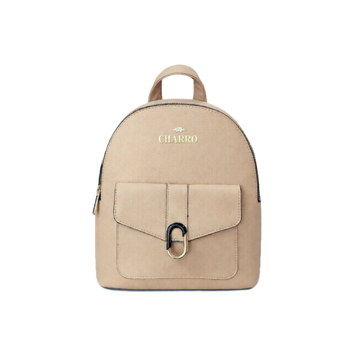 Charro - Zaino - Beige con Tasca Frontale e Chiusura Metallica | Elegante