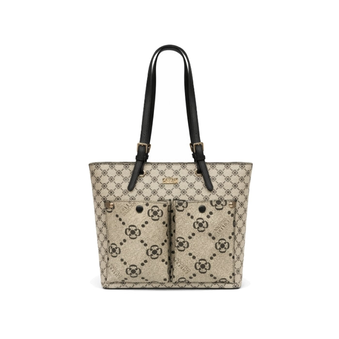Coveri Collection - Borsa Shopper - Monogram con Doppia Tasca Frontale | Beige