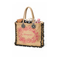 Desigual - Borsa in Juta Naturale | Stile Boho con Dettagli Pompon