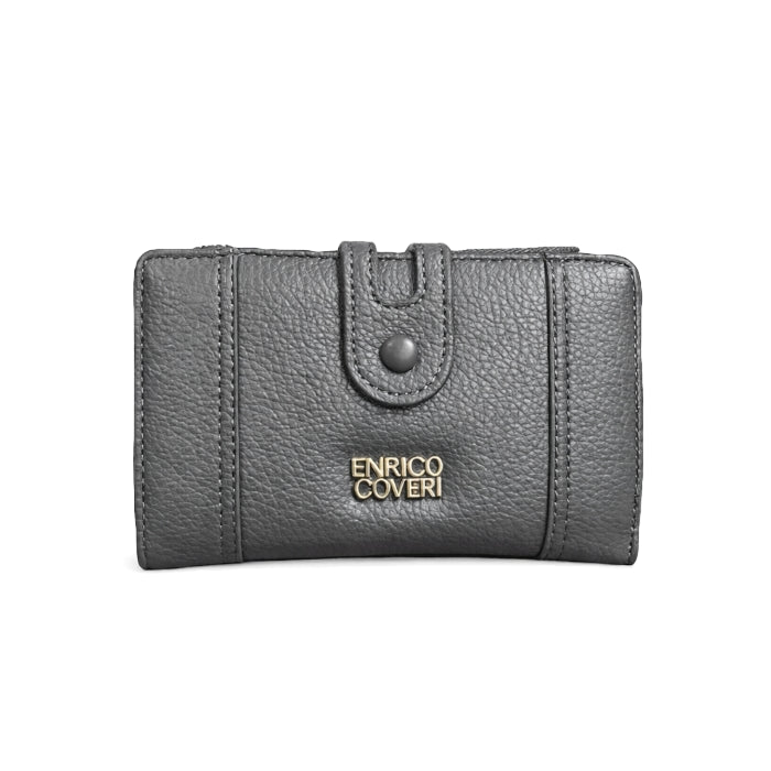 Enrico Coveri - Portafoglio - Compatto Grigio con Zip e Portacarte